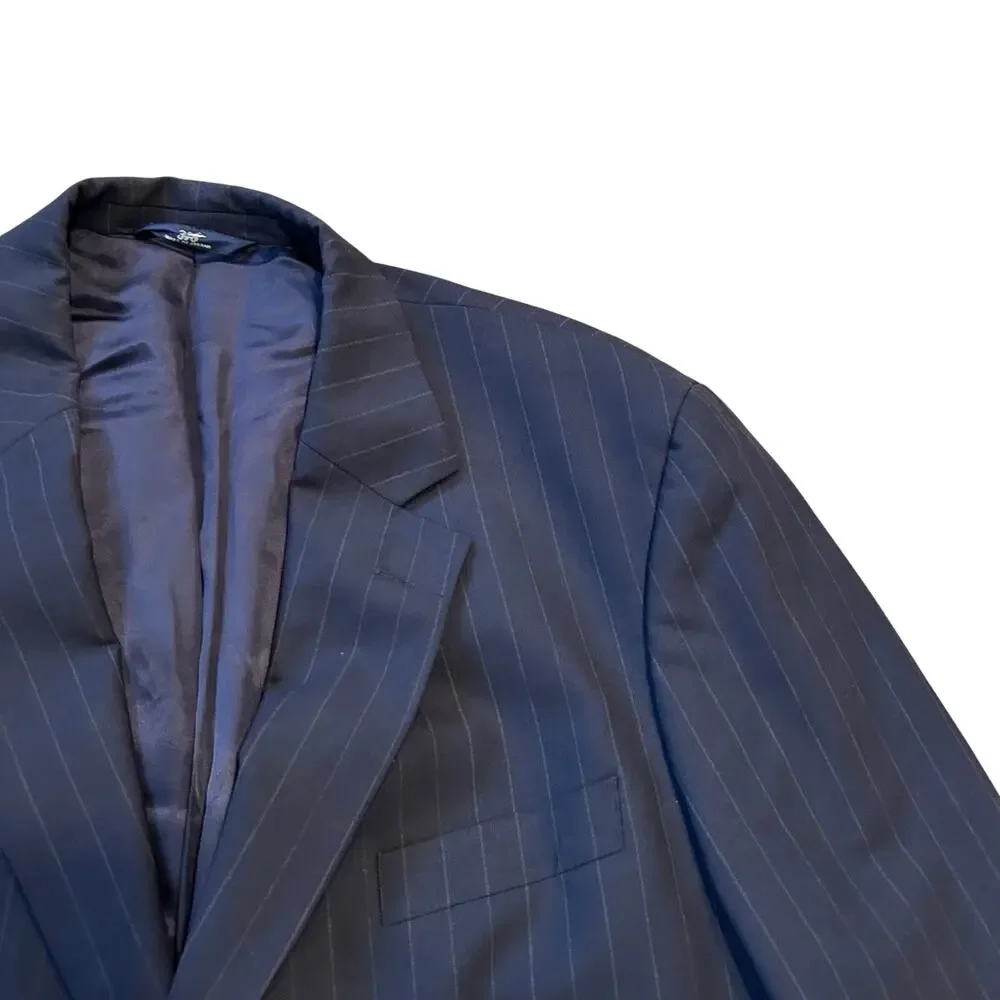 Brooks Brothers 346 Navy Pinstripe Wool Stretch Two Button Blazer Mens 45L